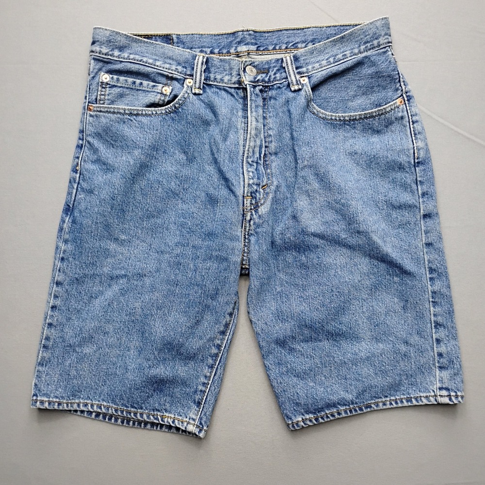Levis 505 Regular Fit Denim Jean Shorts Blue Mens Size 34